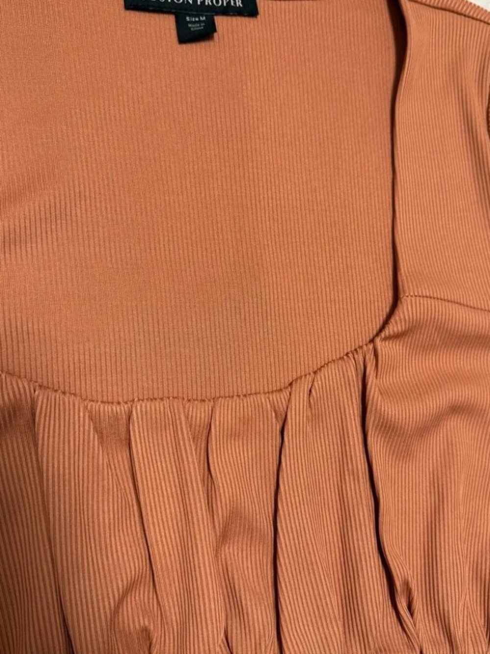 Boston Proper Terracotta Ribbed Bust Top Fall Color Basic Everyday Stretch Earth - Picture 2 of 6